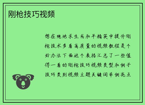 刚枪技巧视频
